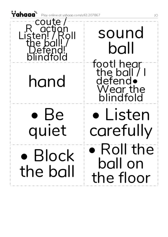 Word flashcards worksheet for JO