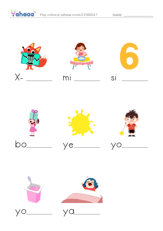 Finish the word worksheet for 111