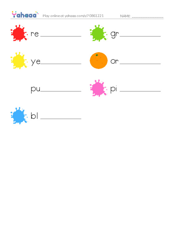 Write the word rows worksheet for raz kids Fruit Colors