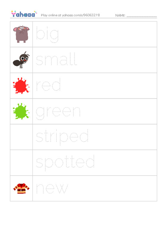 Picture and word rows worksheet for raz kids A Hello, butterfly