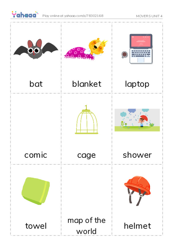 Picture flashcards worksheet for MOVERS UNIT 4
