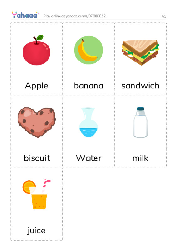 Picture flashcards worksheet for V1