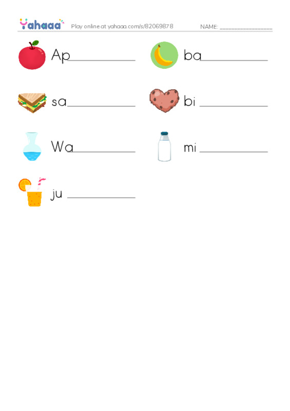Write the word rows worksheet for V1