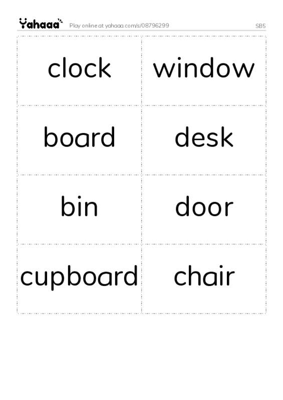 Word flashcards worksheet for SB5