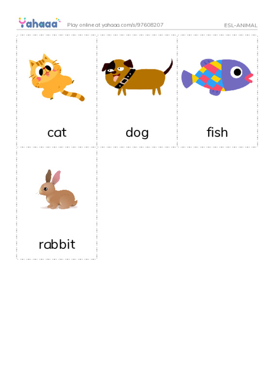 Picture flashcards worksheet for ESL-ANIMAL