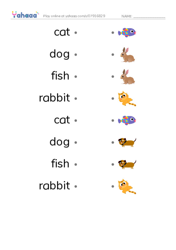 Draw a line to match worksheet for ESL-ANIMAL