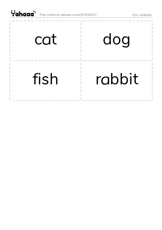 Word flashcards worksheet for ESL-ANIMAL