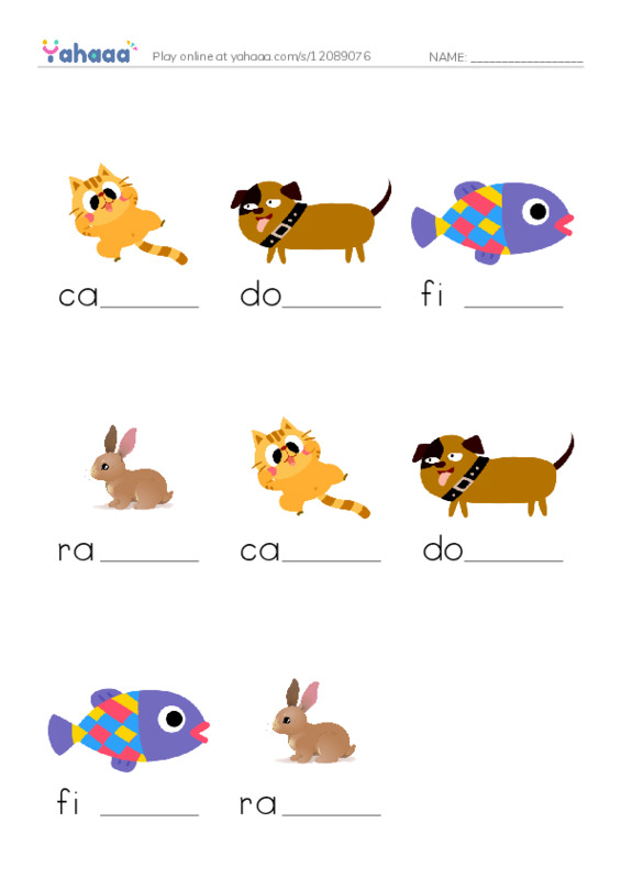 Finish the word worksheet for ESL-ANIMAL
