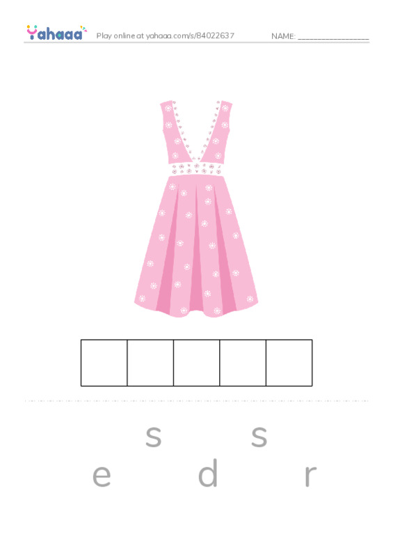 Letter scramble puzzle worksheet for Clothes