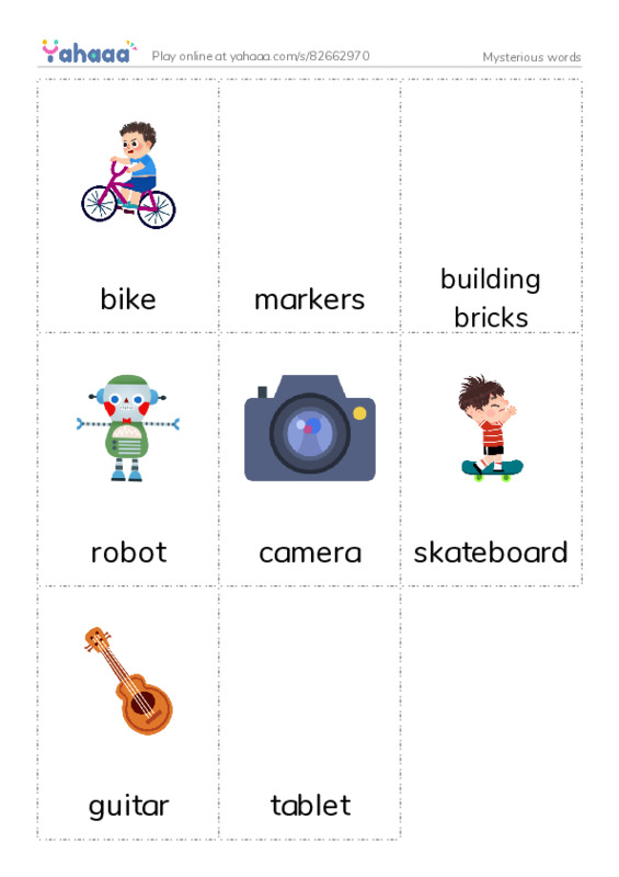 Picture flashcards worksheet for Mysterious words