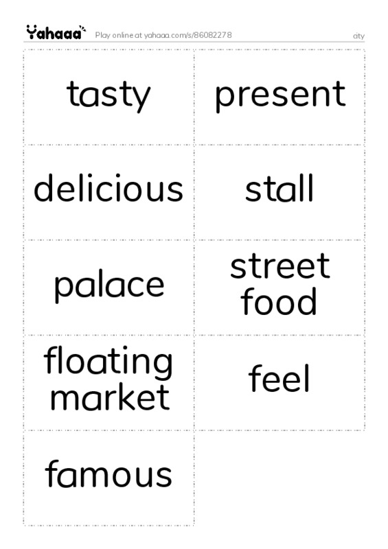 Word flashcards worksheet for city