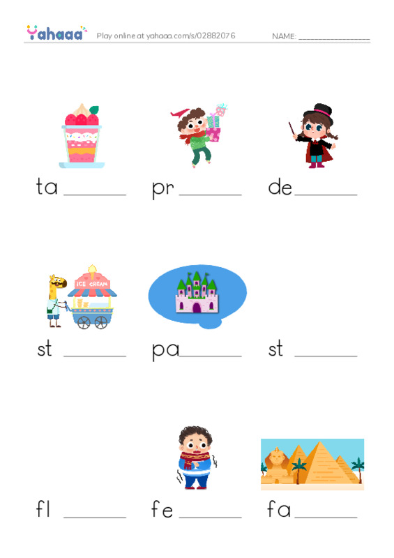 Finish the word worksheet for city