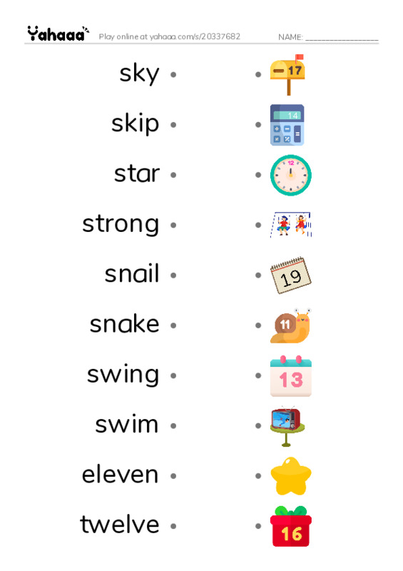 Draw a line to match worksheet for T2Grade1U2L4