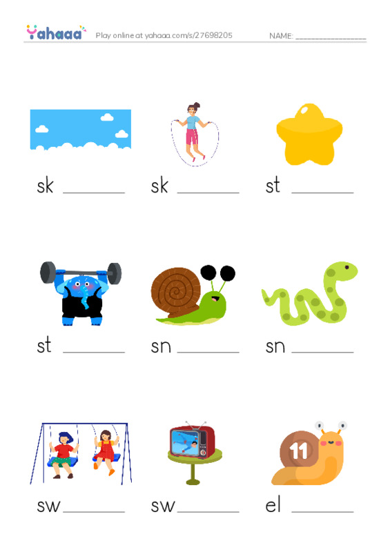 Finish the word worksheet for T2Grade1U2L4