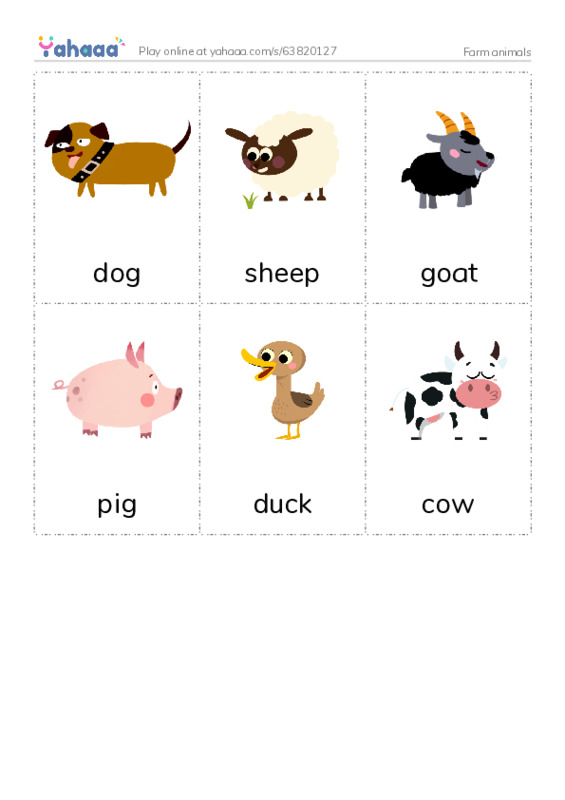 Picture flashcards worksheet for Farm animals