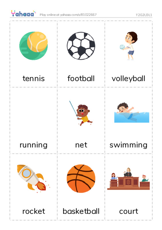 Picture flashcards worksheet for T2G2U3L1