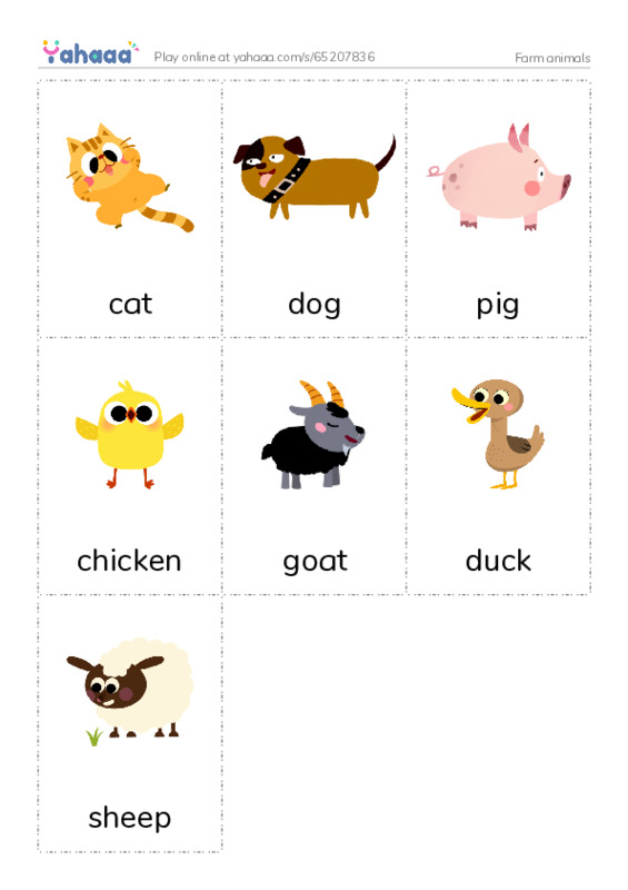 Picture flashcards worksheet for Farm animals