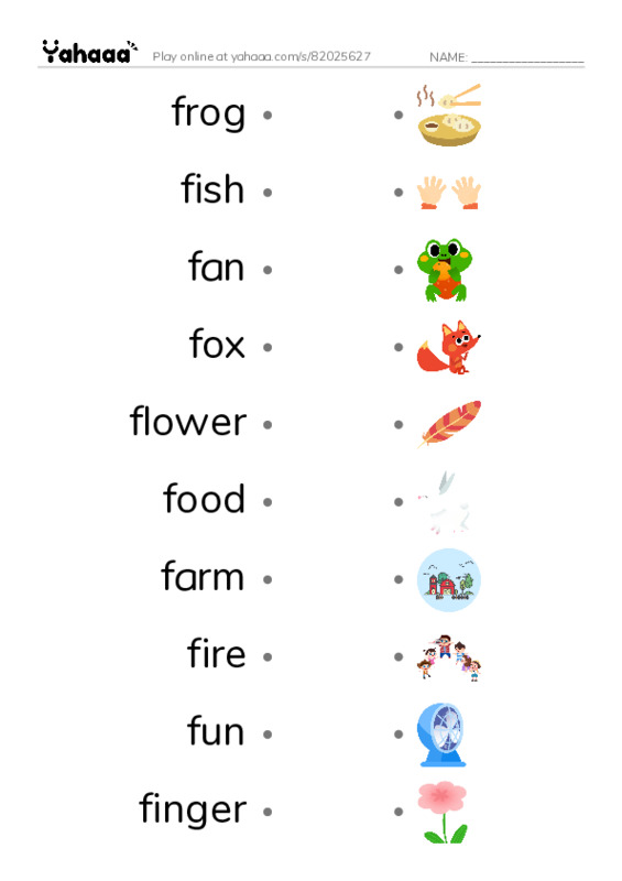 Draw a line to match worksheet for fwords
