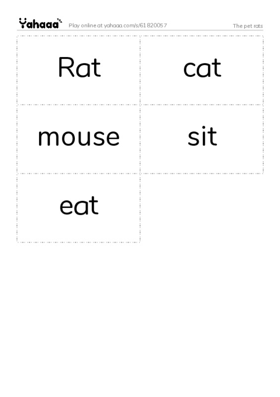 Word flashcards worksheet for The pet rats