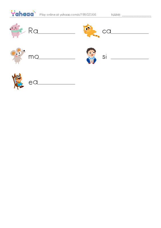Write the word rows worksheet for The pet rats