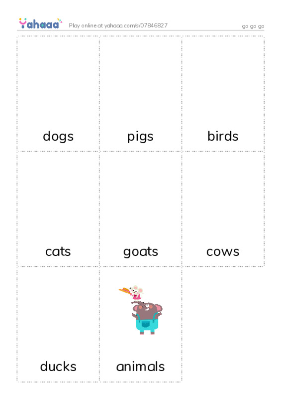 Picture flashcards worksheet for go go go