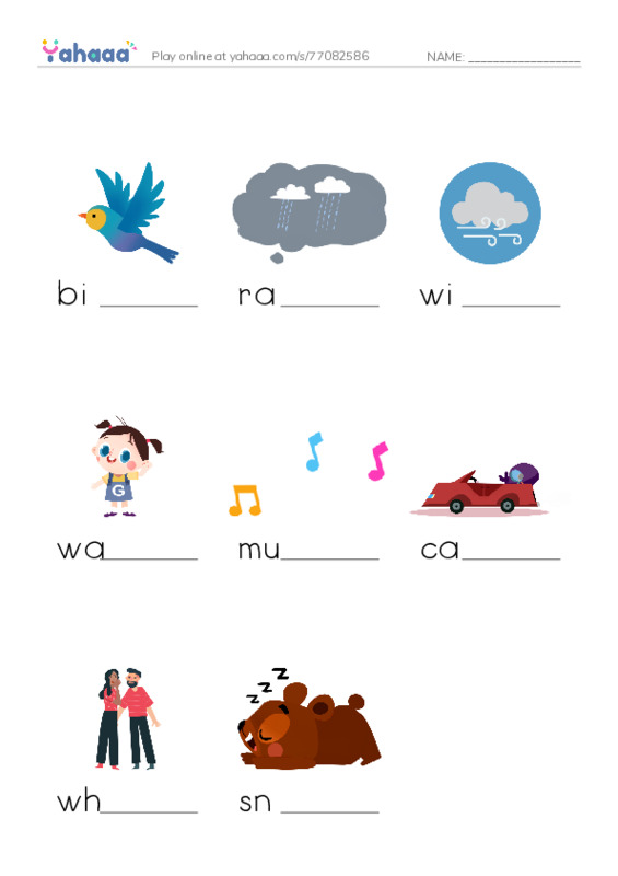 Finish the word worksheet for what do i hear ? Raz kids A