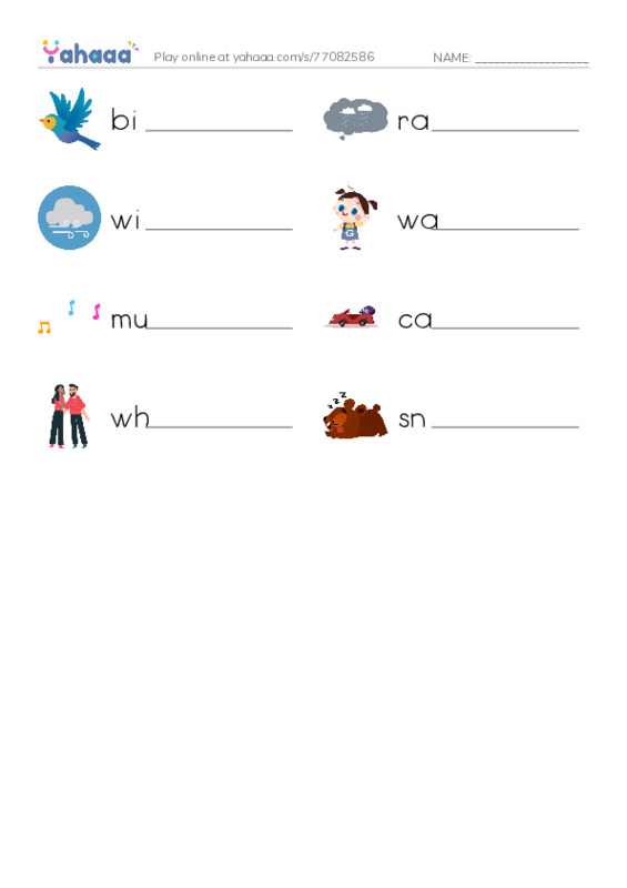 Write the word rows worksheet for what do i hear ? Raz kids A