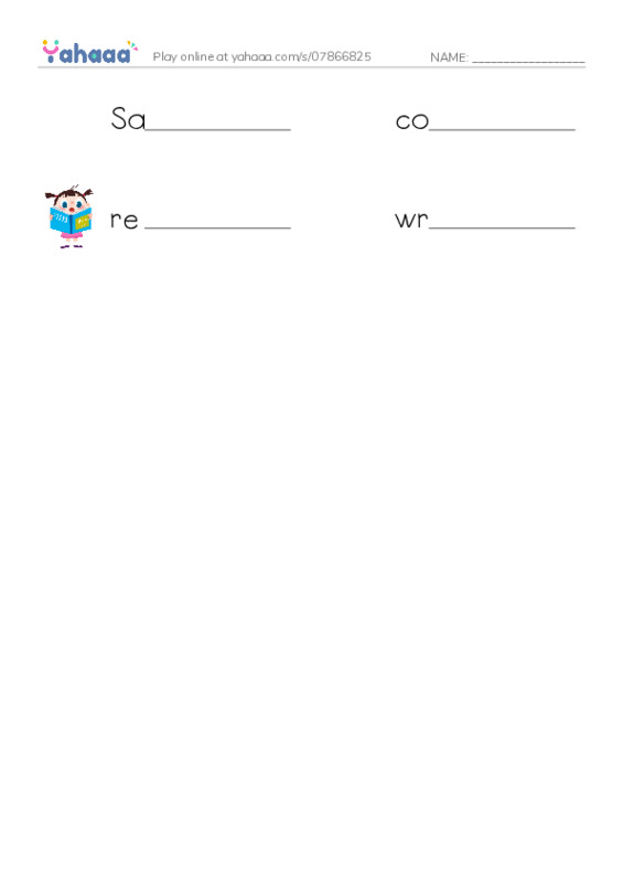 Write the word rows worksheet for Unit 4