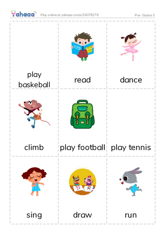 Picture flashcards worksheet for Pre- Starter 5
