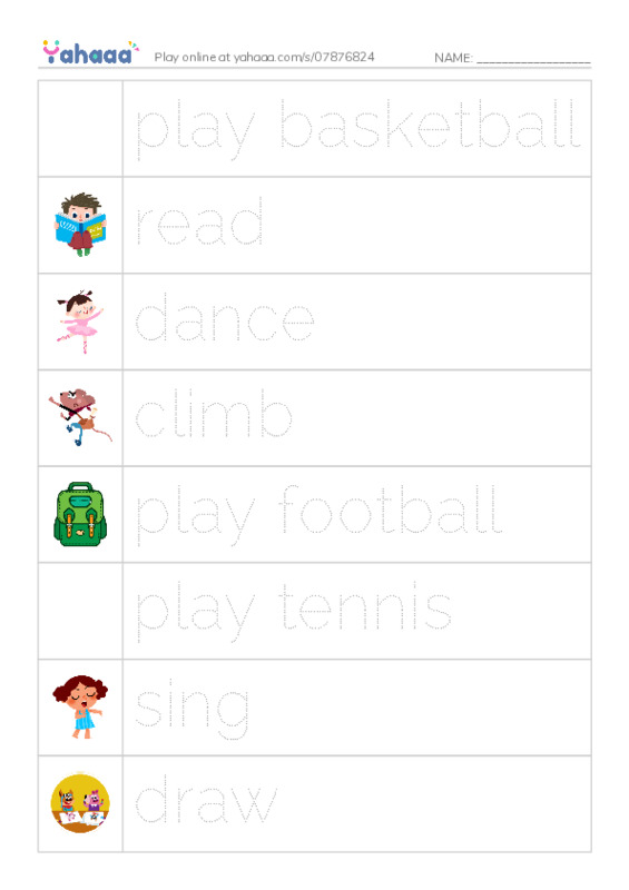 Picture and word rows worksheet for Pre- Starter 5