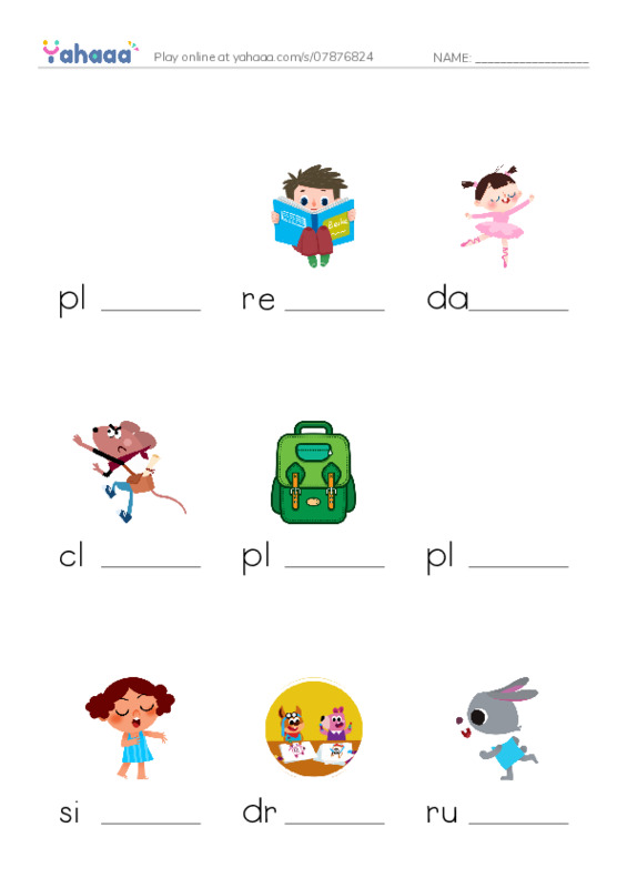 Finish the word worksheet for Pre- Starter 5