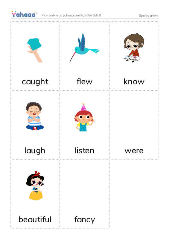 Picture flashcards worksheet for 1st grade Voc. U4w4