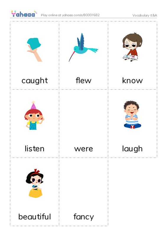Picture flashcards worksheet for Vocabulary E&A