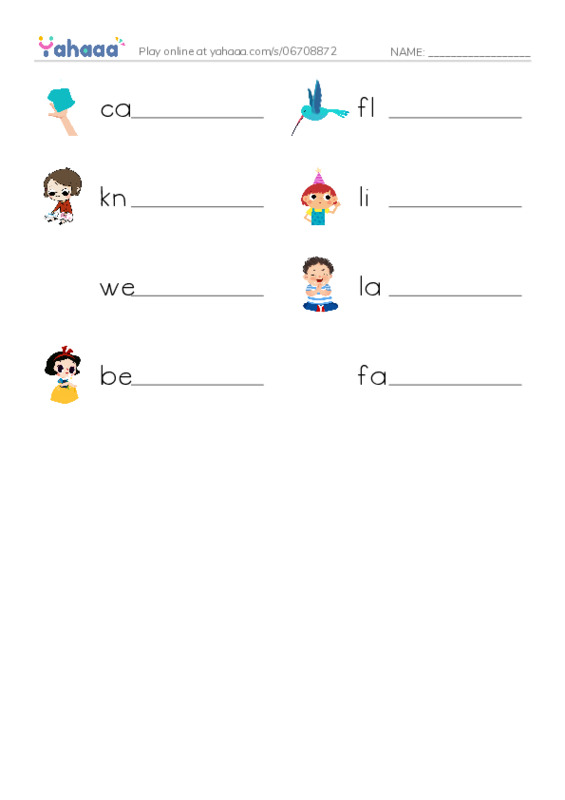 Write the word rows worksheet for Vocabulary E&A