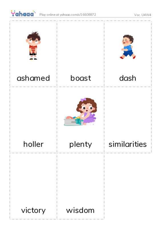 Picture flashcards worksheet for Voc. U4W4