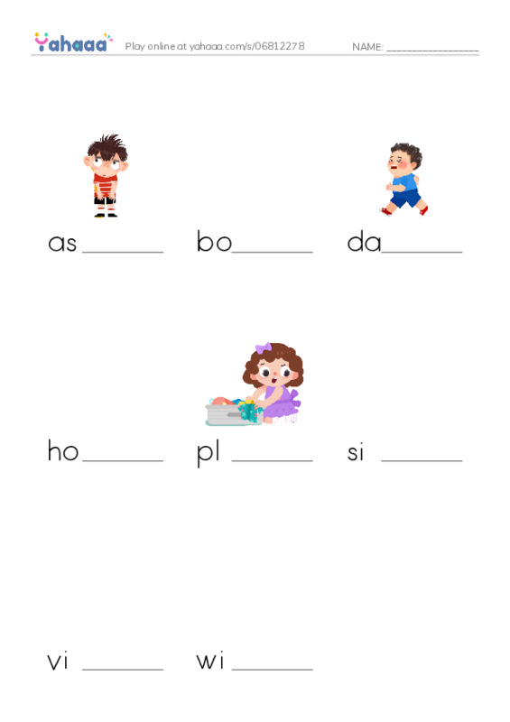 Finish the word worksheet for Voc. U4W4