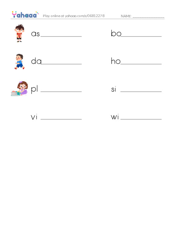 Write the word rows worksheet for Voc. U4W4