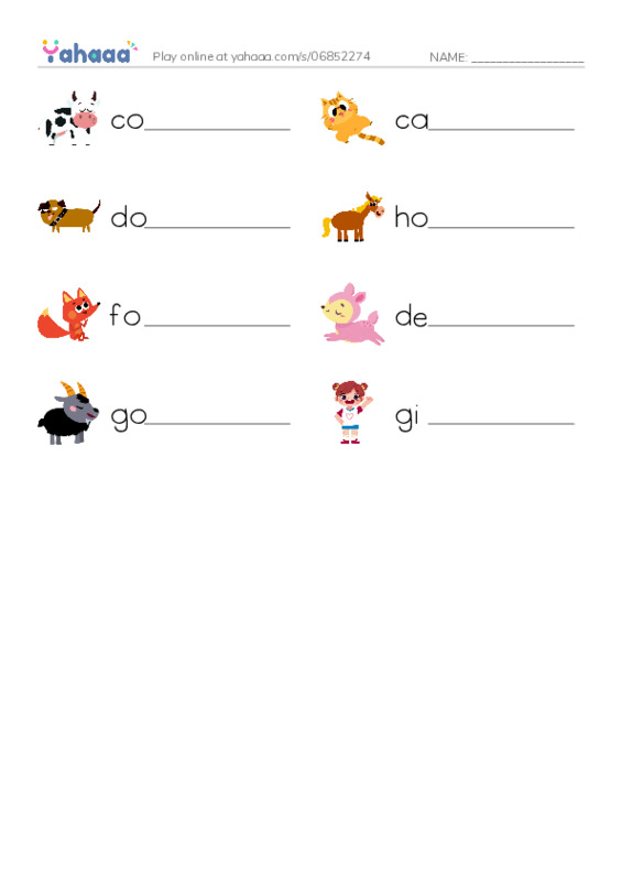 Write the word rows worksheet for jump over
