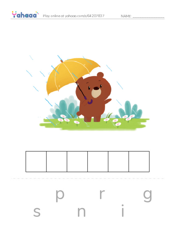 Letter scramble puzzle worksheet for Spring and Fall razkids A