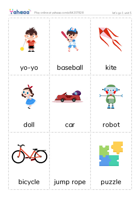 Picture flashcards worksheet for let's go 1 unit 5
