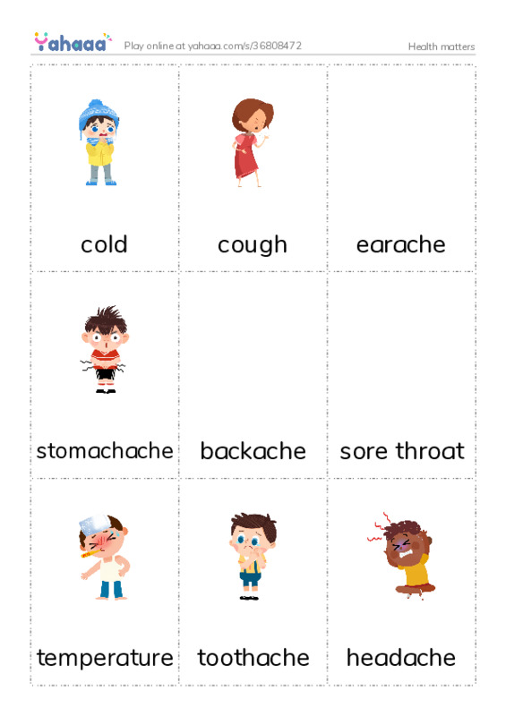 Picture flashcards worksheet for Health matters