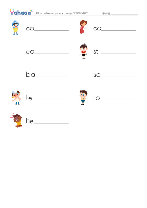 Write the word rows worksheet for Health matters