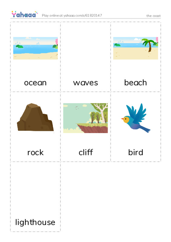 Picture flashcards worksheet for the coast