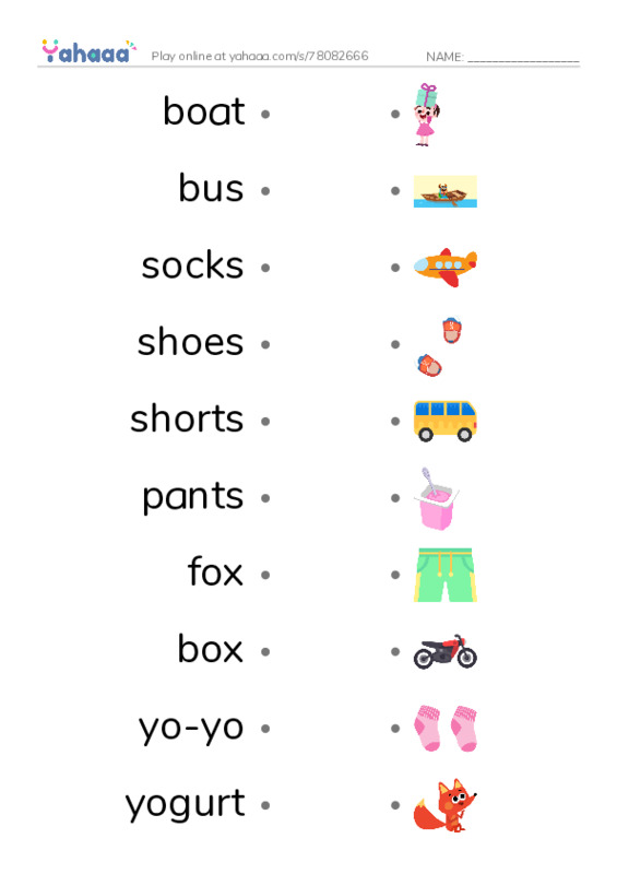 Draw a line to match worksheet for unit 8 i learn 2