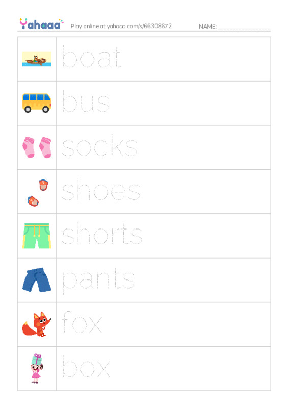 Picture and word rows worksheet for unit 8 i learn 2