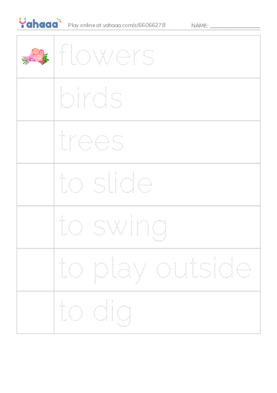 Picture and word rows worksheet for what i like