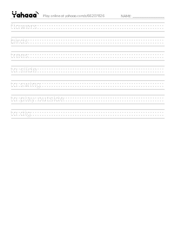 Handwriting lines worksheet for what i like