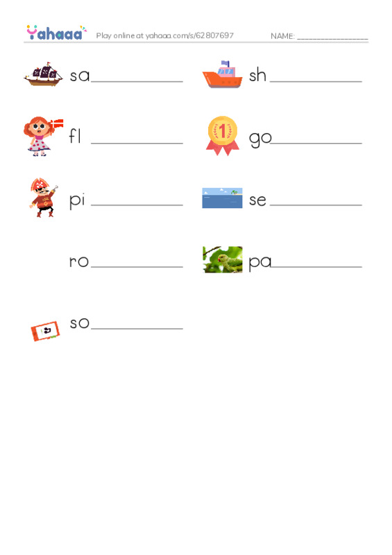 Write the word rows worksheet for i love pirates
