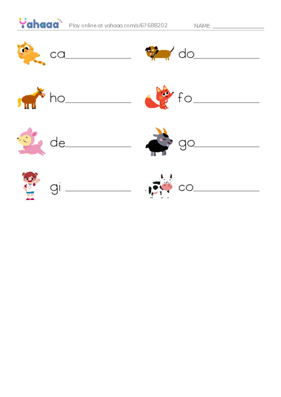 Write the word rows worksheet for jump over
