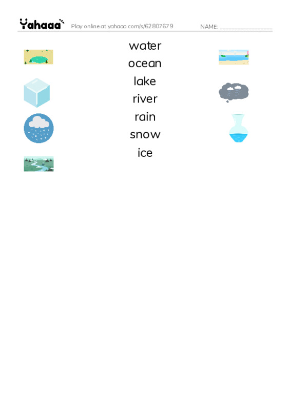 Match both sides worksheet for water